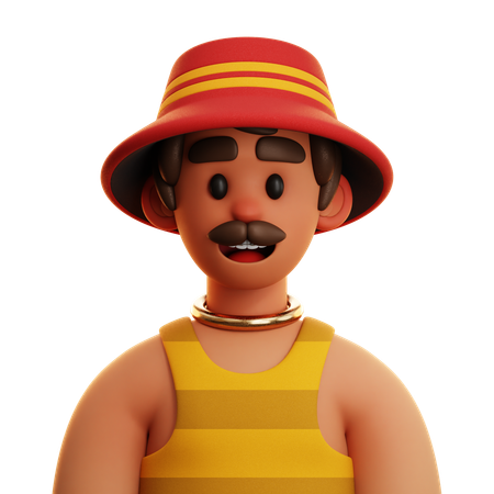 Free SHORT HAIR MAN WITH BUCKET HAT  3D Icon