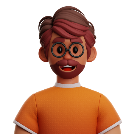 Free Short Hair Man With Glasses  3D Icon
