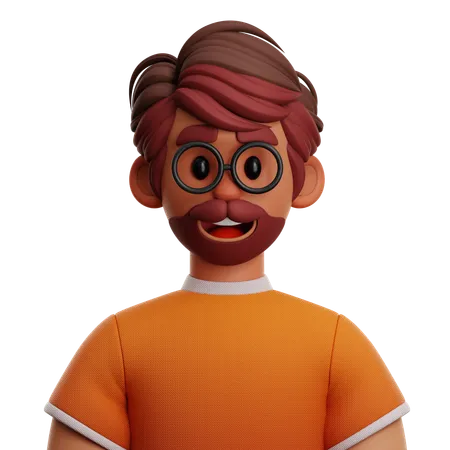 Free Short Hair Man With Glasses  3D Icon
