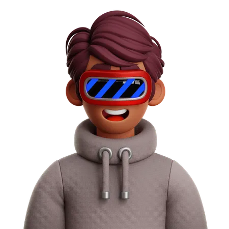Free Short Hair Man With VR  3D Icon