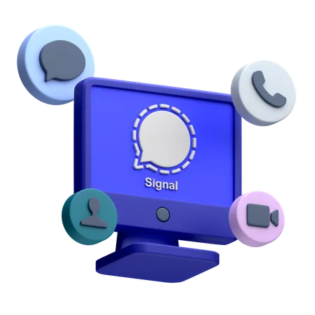 Free Signal On Desktop Monitor  3D Icon