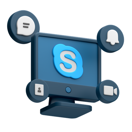 Free Skype auf dem Desktop-Monitor  3D Icon