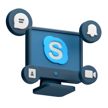 Free Skype auf dem Desktop-Monitor  3D Icon