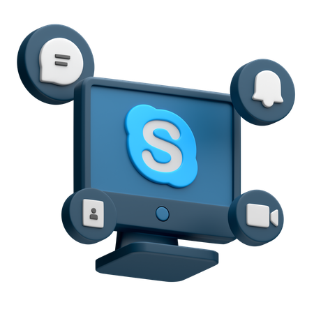 Free Skype sur un écran de bureau  3D Icon