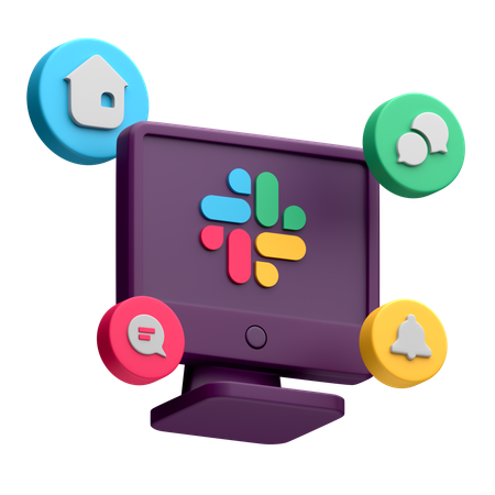 Free Slack auf dem Desktop-Monitor  3D Icon