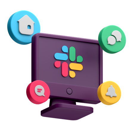 Free Slack On Desktop Monitor  3D Icon