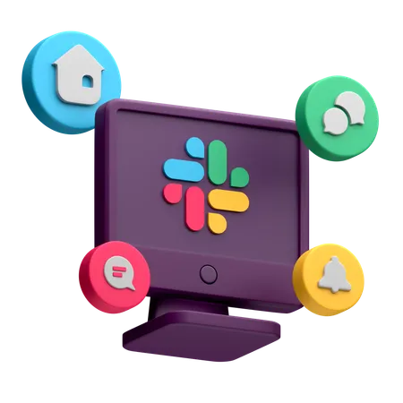 Free Slack On Desktop Monitor  3D Icon