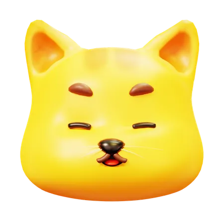 Free Cute Cartoon 3 D Smiling Orange Cat Head Emoji Emoticon Funny Icon Set Front Face With Various Emotions 3D Icon