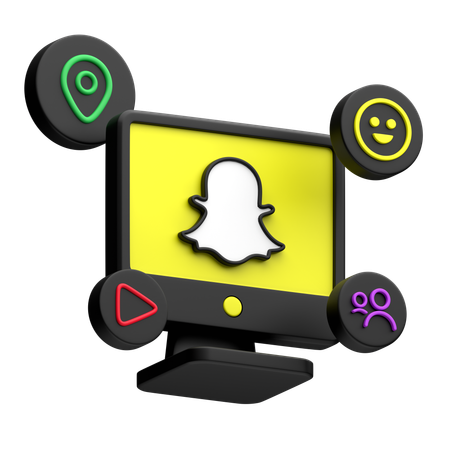 Free Snapchat auf dem Desktop-Monitor  3D Icon