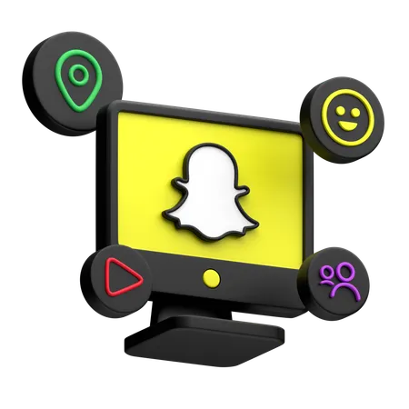 Free Snapchat auf dem Desktop-Monitor  3D Icon