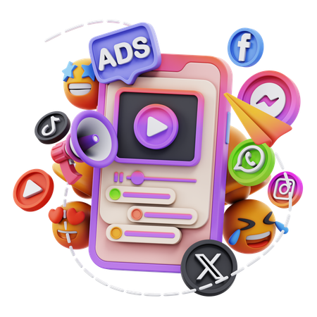 Free Social Media Ads  3D Icon
