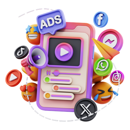 Free Social Media Ads  3D Icon