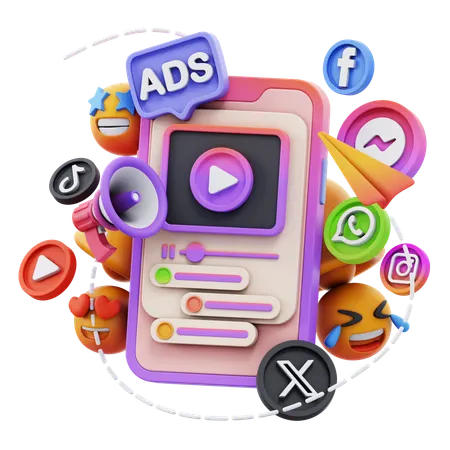 Free Social Media Ads  3D Icon