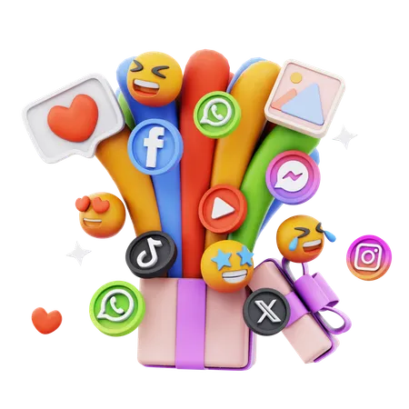Free 소셜 미디어 폭발  3D Icon