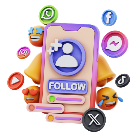 Free 소셜 미디어 팔로우  3D Icon