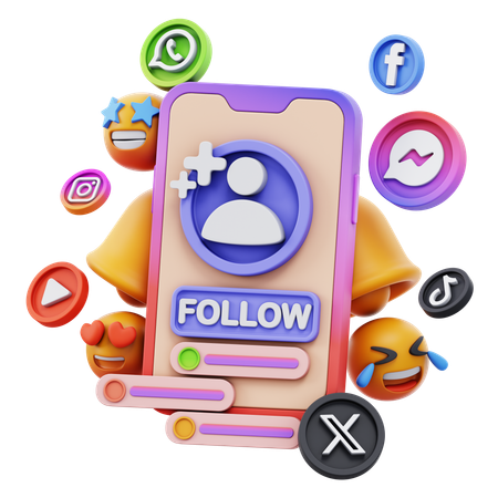 Free Social Media Following  3D Icon