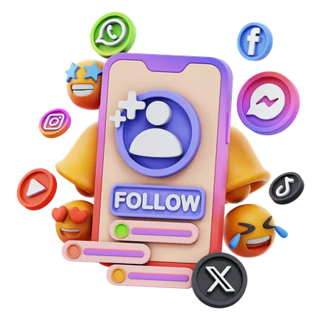 Free Social Media Following  3D Icon