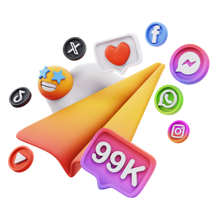 Free Social Media Incoming Messages  3D Icon