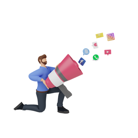Free Social media marketing  3D Icon