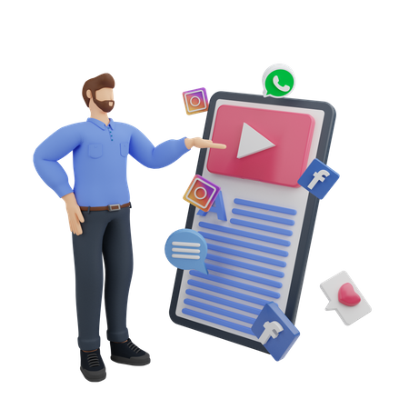 Free Social Media Marketing im mobilen Online  3D Icon