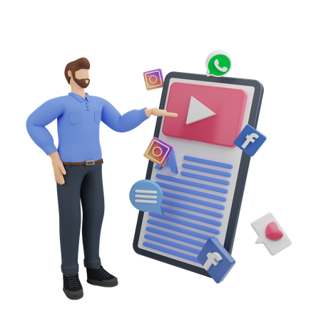 Free Social media marketing in mobile online  3D Icon
