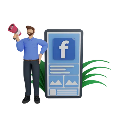 Free Social Media Marketing mit Facebook-Werbung  3D Illustration
