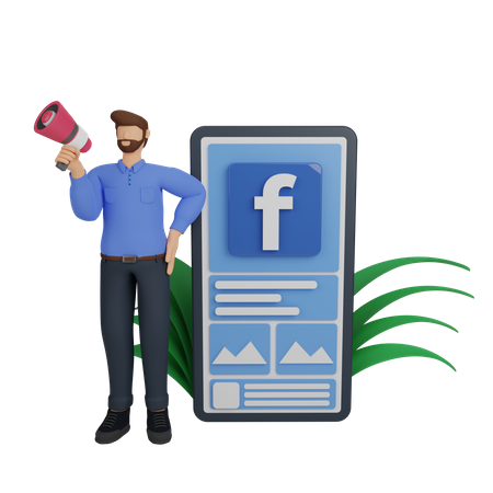 Free Social media marketing with Facebook ads  3D Illustration