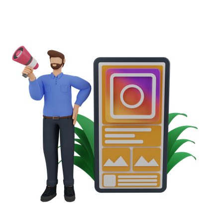 Free Social media marketing with Instagram ads  3D Illustration