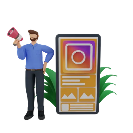 Free Social media marketing with Instagram ads  3D Illustration