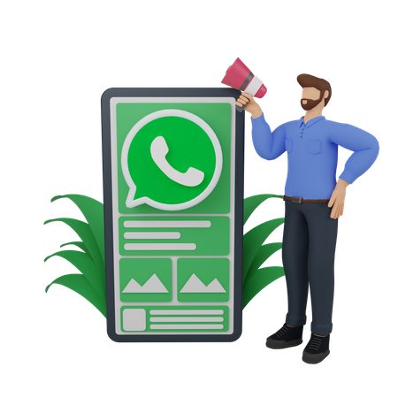 Free Social media marketing with WhatsApp  3D Icon