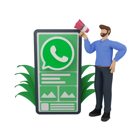 Free Social media marketing with WhatsApp 3D Illustration