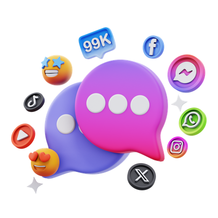 Free Social Media Messaging  3D Icon
