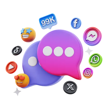 Free Social Media Messaging  3D Icon