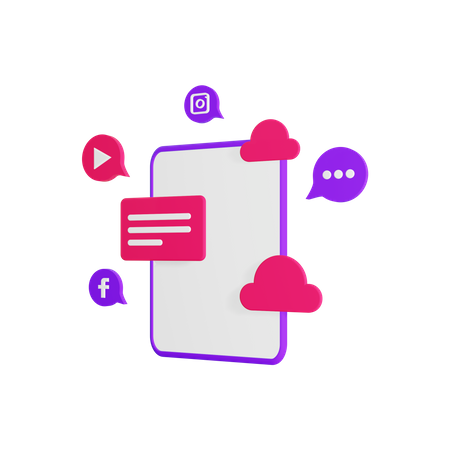 Free Social media on tablet  3D Icon