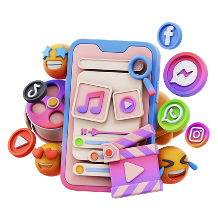 Free 소셜 미디어 플레이어  3D Icon