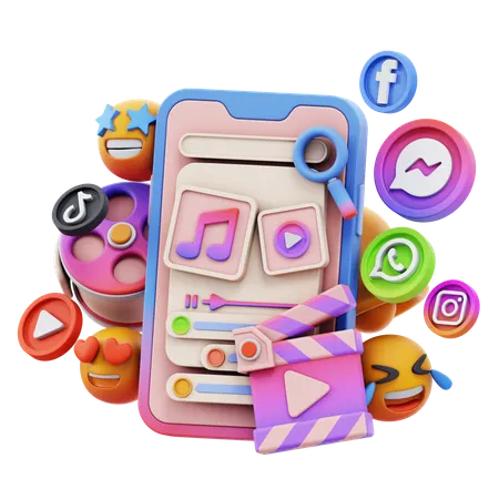 Free Social Media Player  3D Icon