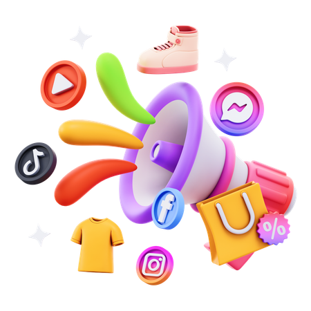 Free Social Media Shopping  3D Icon