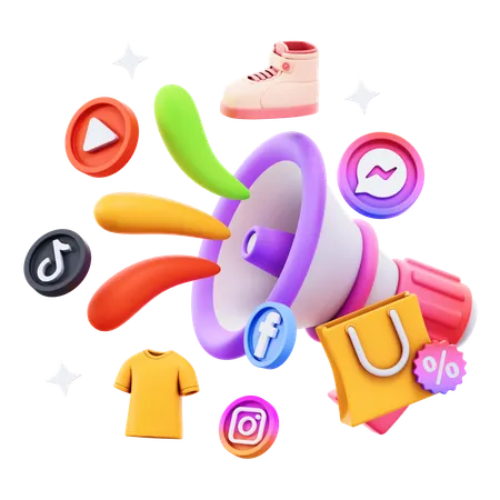 Free Social Media Shopping  3D Icon