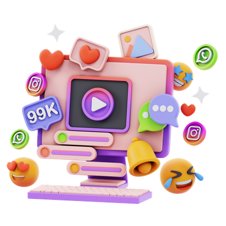 Free ソーシャルメディアストリーミング  3D Icon