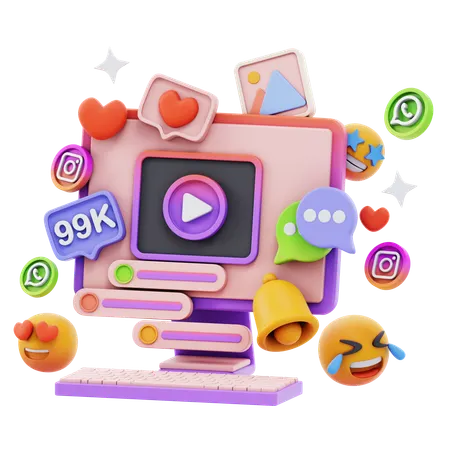 Free ソーシャルメディアストリーミング  3D Icon