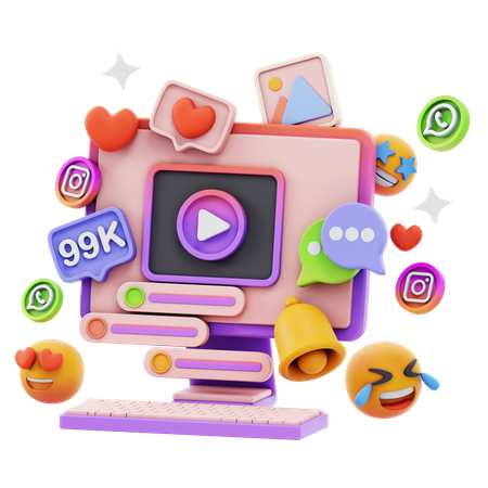 Free Social Media Streaming  3D Icon