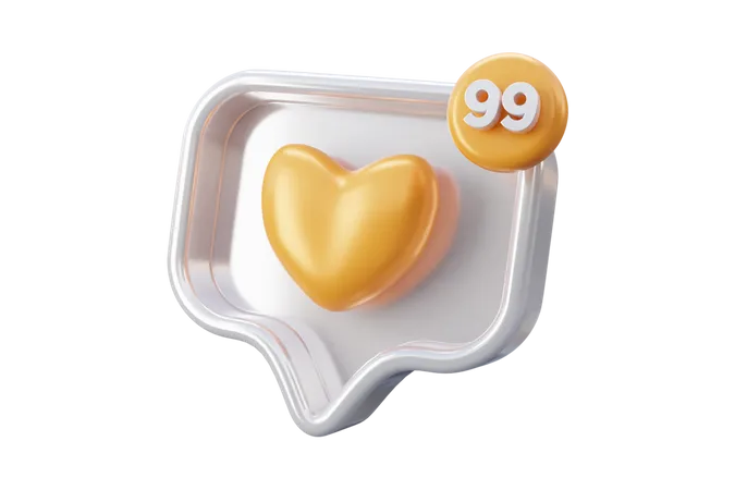 Free Social media white love emoji  3D Icon