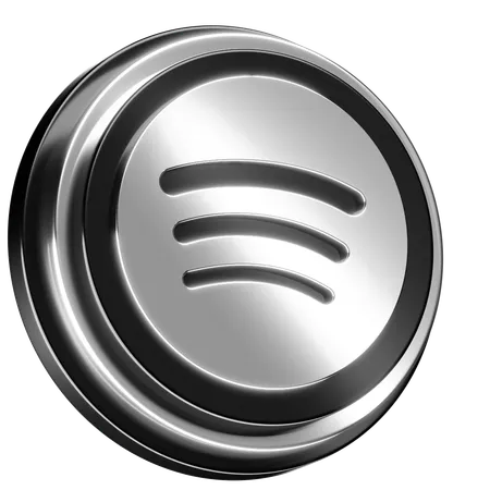 Free Three Dimensional Spotify Logo In Silver And Black 3D Icon