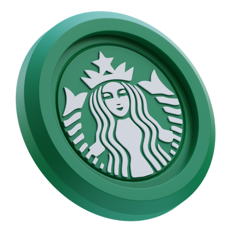 Free Starbucks-Logo auf grüner runder Münze  3D Icon