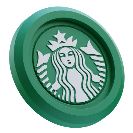 Free Starbucks-Logo auf grüner runder Münze  3D Icon