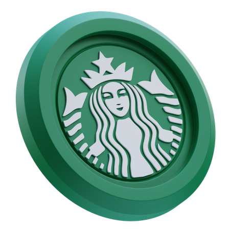 Free Starbucks Logo on Green Circular Coin  3D Icon