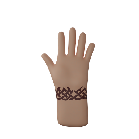 Free Stop hand gesture with tattoo on hand  3D Illustration