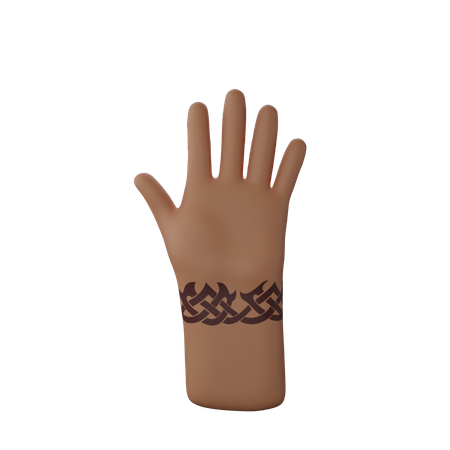 Free Stop hand gesture with tattoo on hand  3D Illustration