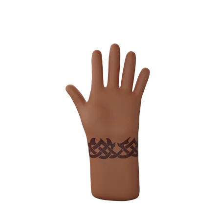 Free Stop hand gesture with tattoo on hand 3D Illustration