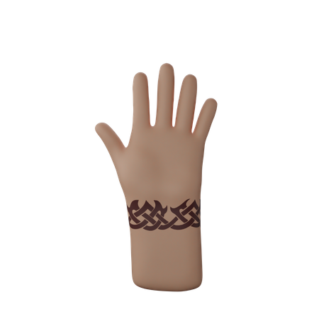 Free Stop hand gesture with tattoo on hand 3D Illustration